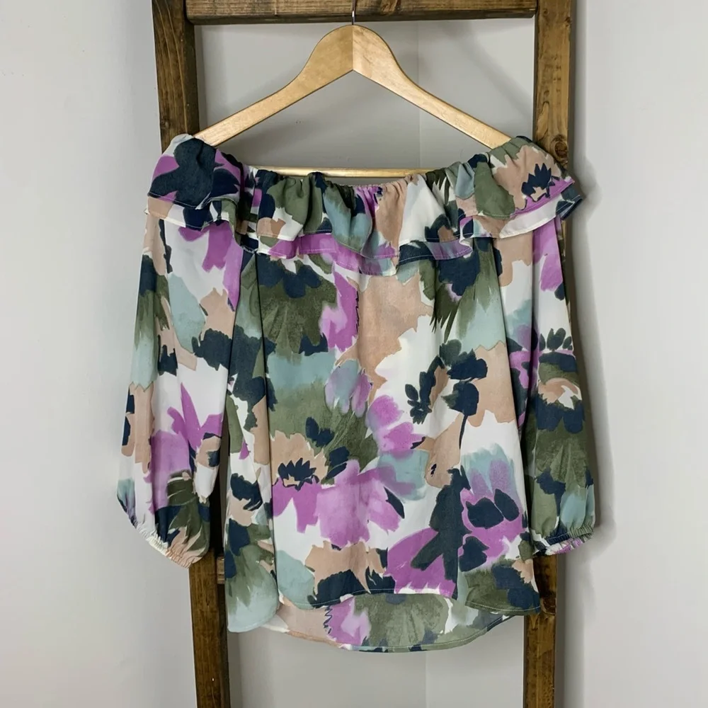J. Crew Mercantile Floral Off-Shoulder Women's Top Size S